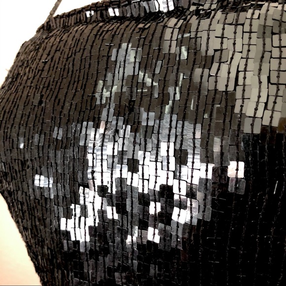 🚫 SOLD VTG Beaded/Sequined Black Top w/ Tie Back - Picture 8 of 10